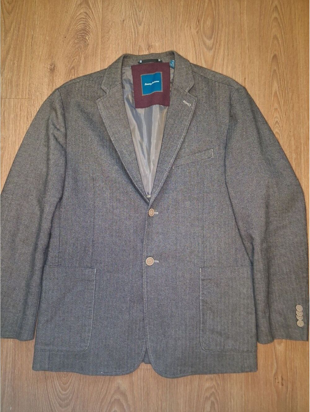 Tommy Bahama Sport Coat Large 44R Gray Cotton Herringbone